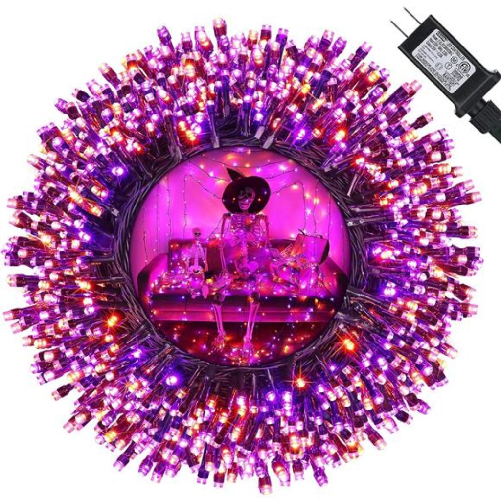 Orange And Purple Halloween Lights, 114ft 300 Led Halloween String Lights